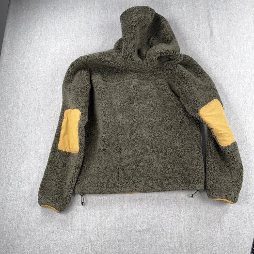 The North Face Mens Campshire Sherpa Fleece Quarter Zip Hoodie Green Small